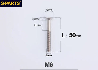 SPARTS M6×10–65mm Titanium Torx Countersunk Bolts for Motorcycle Frames