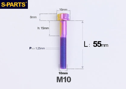 SPARTS M10 L12-120mm P1.25 A3 Series Standard Head Titanium Bolt |  Motorcycle  Upgrade