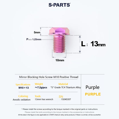 SPARTS Titanium MirrorMotorcycle Rearview Mirror Bolts· M8/M10