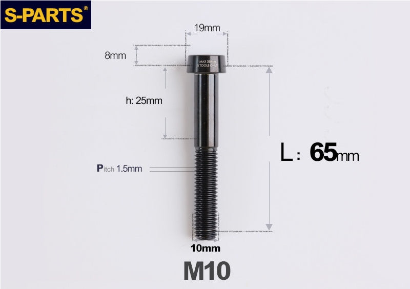 SPARTS Titanium Anti-Theft Fasteners M10 D19×L20-65 P1.5  – Brake Caliper Locking Screw for Motorcycle