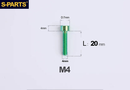 SPARTS Titanium Socket Head Bolts M4x6–25mm for Motorcycles