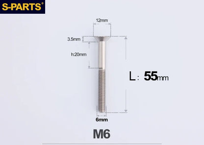SPARTS M6×10–65mm Titanium Torx Countersunk Bolts for Motorcycle Frames
