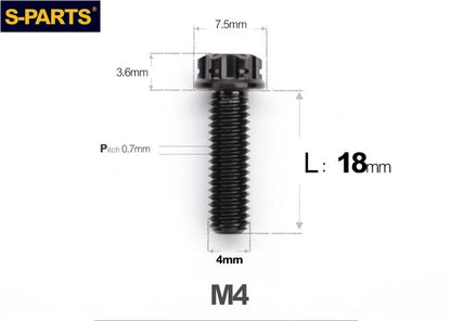 SPARTS M4 ×6 –50mm Titanium Torx Flange Head Bolts