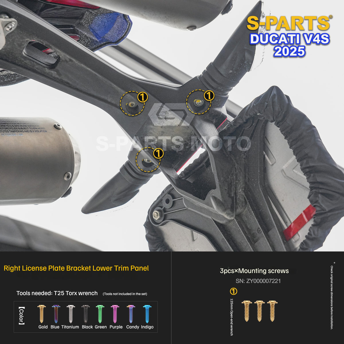 S-PARTS Titanium  Fastener Kit  Bodywork/Subframe and Exhaust for Ducati Panigale V4 S 2025