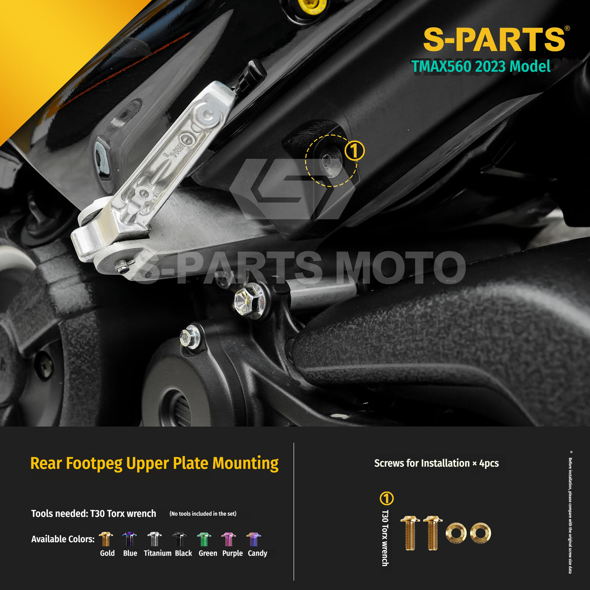 SPARTS Titanium Bolt Kit for Yamaha TMAX560 2023-Rear / Drive / Exhaust System