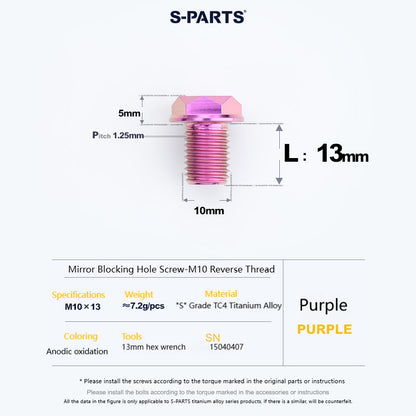 SPARTS Titanium MirrorMotorcycle Rearview Mirror Bolts· M8/M10
