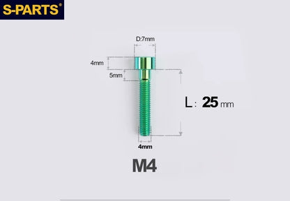 SPARTS Titanium Socket Head Bolts M4x6–25mm for Motorcycles
