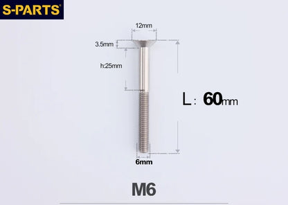 SPARTS M6×10–65mm Titanium Torx Countersunk Bolts for Motorcycle Frames