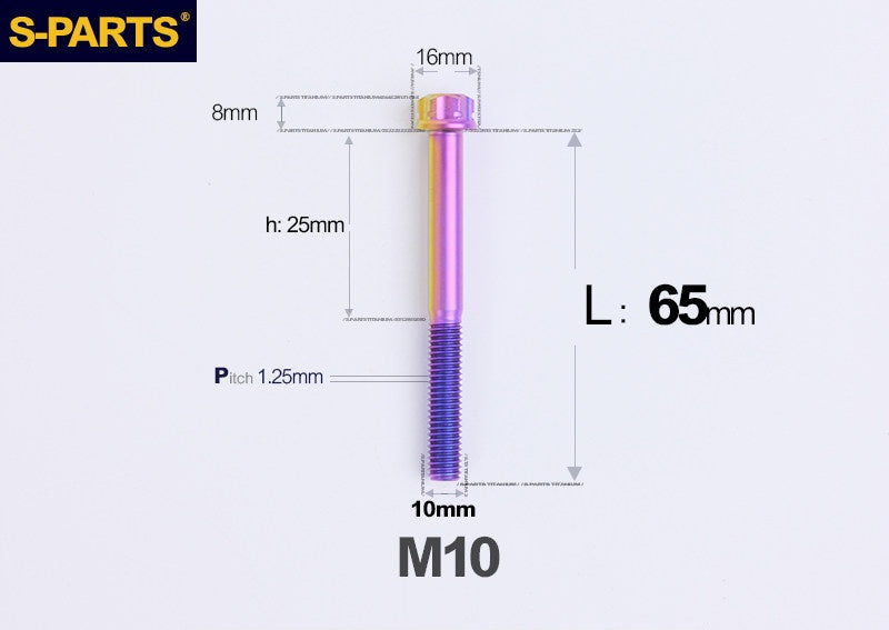 SPARTS M10 L12-120mm P1.25 A3 Series Standard Head Titanium Bolt |  Motorcycle  Upgrade