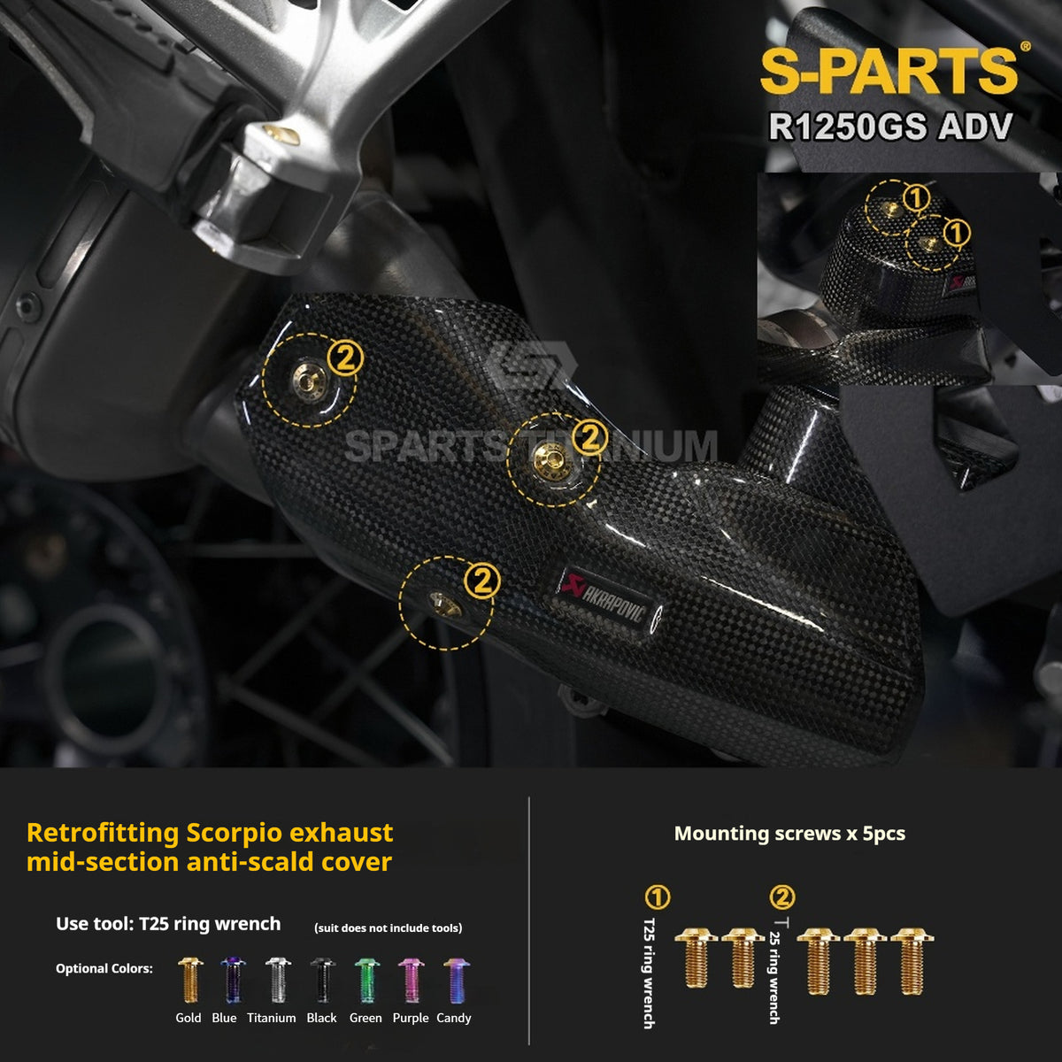 SPARTS Titanium Bolt Kit for BMW R 1250GS ADV – CNC Titanium Upgrade Kit