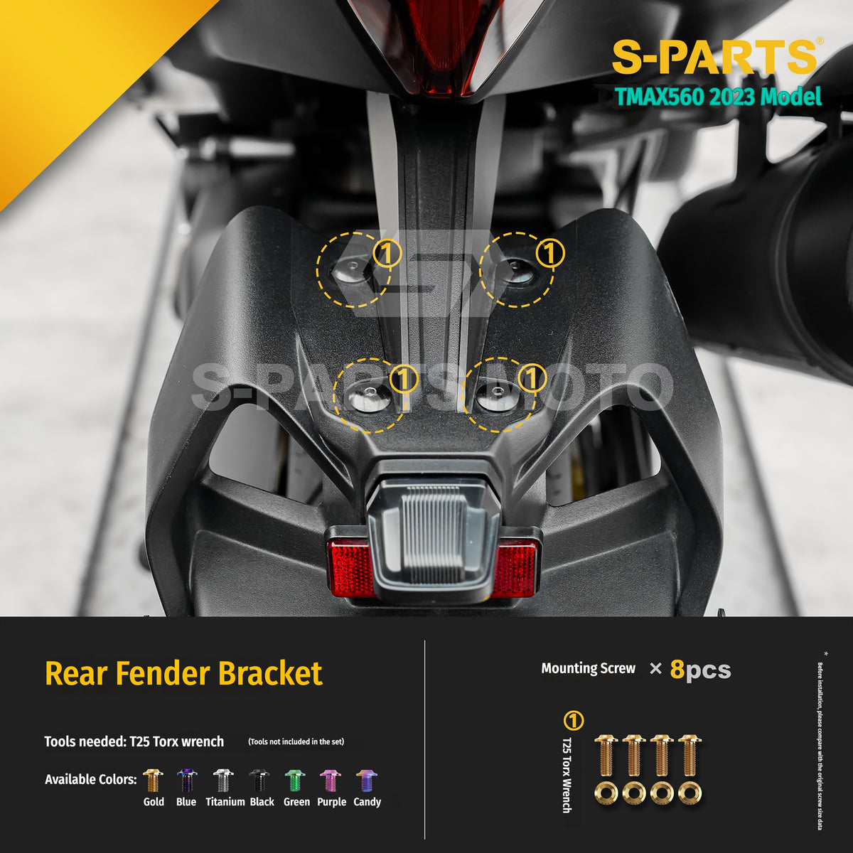 SPARTS Titanium Bolt Kit for Yamaha TMAX560 2023-Rear / Drive / Exhaust System