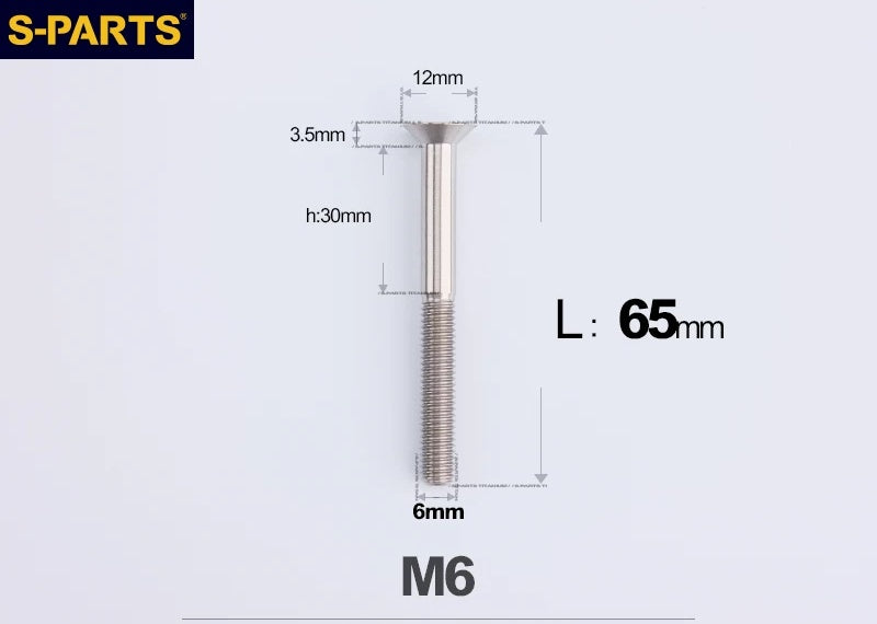 SPARTS M6×10–65mm Titanium Torx Countersunk Bolts for Motorcycle Frames