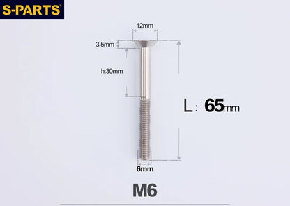 SPARTS M6×10–65mm Titanium Torx Countersunk Bolts for Motorcycle Frames