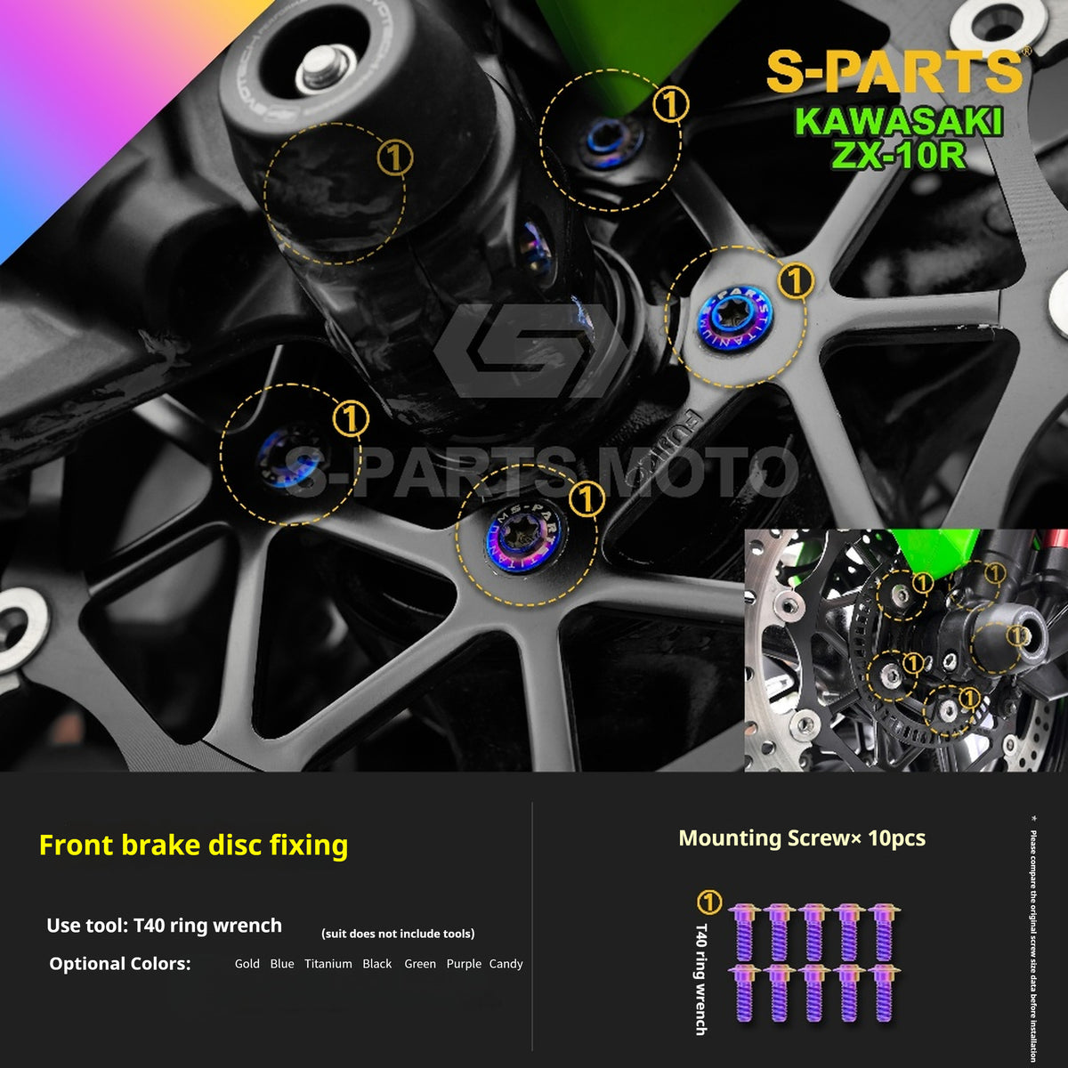 S-PARTS Grade 5 (TC4) Titanium Fasteners Kit for Kawasaki Ninja ZX-10R (2023)
