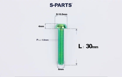 SPARTS M6×8–35mm Titanium Button Head Bolts for Bicycle Brake Calipers
