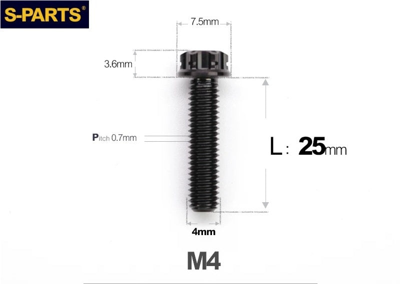 SPARTS M4 ×6 –50mm Titanium Torx Flange Head Bolts
