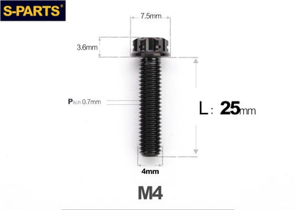 SPARTS M4 ×6 –50mm Titanium Torx Flange Head Bolts