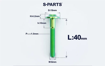SPARTS M6×8–45mm D15 Titanium Button Head Bolts for Motorcycles