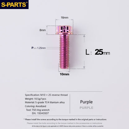 SPARTS Titanium MirrorMotorcycle Rearview Mirror Bolts· M8/M10