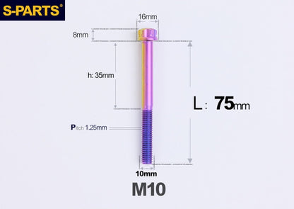 SPARTS M10 L12-120mm P1.25 A3 Series Standard Head Titanium Bolt |  Motorcycle  Upgrade