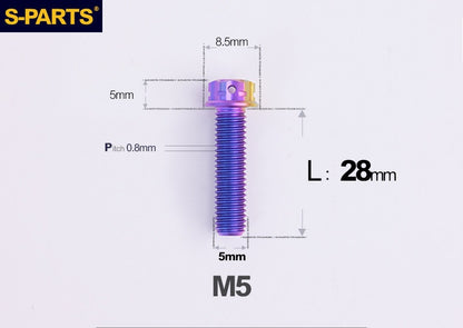 SPARTS M5×6-95mm Standard Head Screw Titanium Bolt for Motorcycle Modification