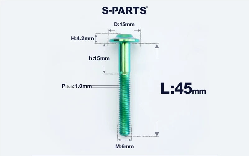 SPARTS M6×8–45mm D15 Titanium Button Head Bolts for Motorcycles