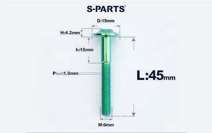 SPARTS M6×8–45mm D15 Titanium Button Head Bolts for Motorcycles