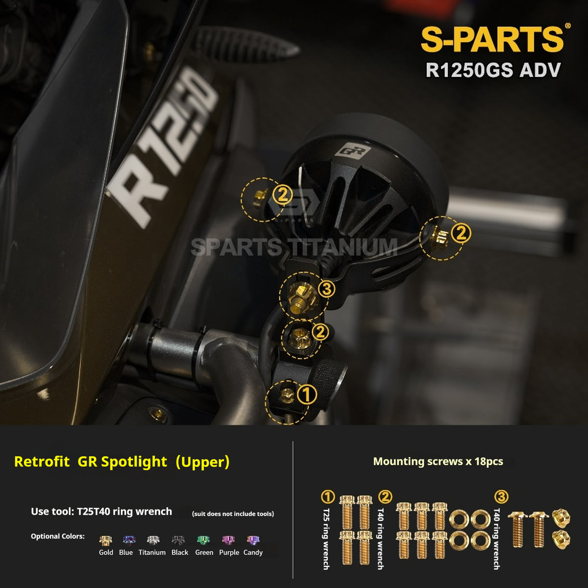 SPARTS Titanium Bolt Kit for BMW R 1250GS ADV – CNC Titanium Upgrade Kit