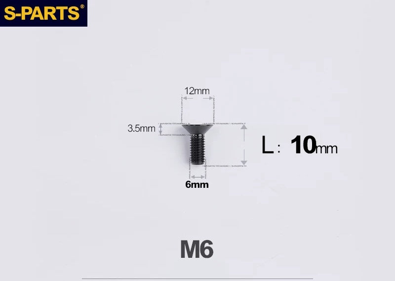 SPARTS M6×10–65mm Titanium Torx Countersunk Bolts for Motorcycle Frames