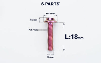 SPARTS M4✖️6–30mm D8.5 Titanium Torx Flanged Button Head Bolts