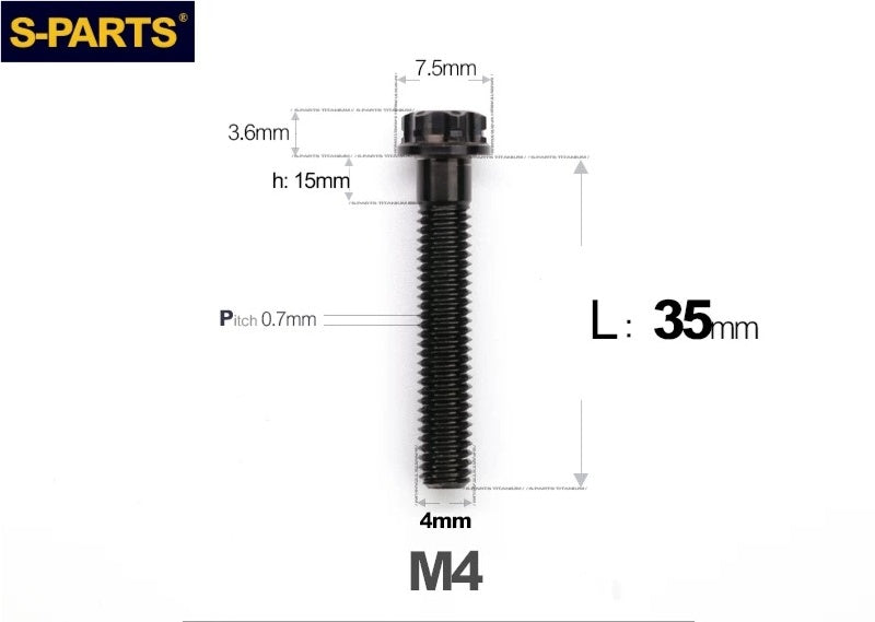 SPARTS M4 ×6 –50mm Titanium Torx Flange Head Bolts