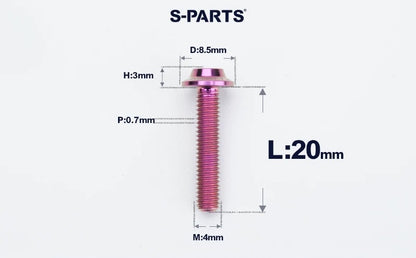 SPARTS M4✖️6–30mm D8.5 Titanium Torx Flanged Button Head Bolts