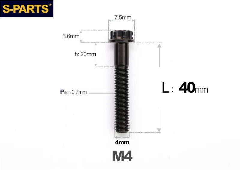 SPARTS M4 ×6 –50mm Titanium Torx Flange Head Bolts