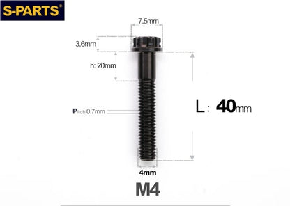 SPARTS M4 ×6 –50mm Titanium Torx Flange Head Bolts