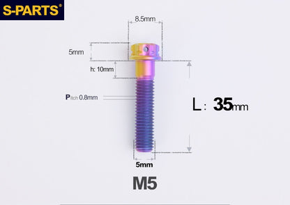 SPARTS M5×6-95mm Standard Head Screw Titanium Bolt for Motorcycle Modification