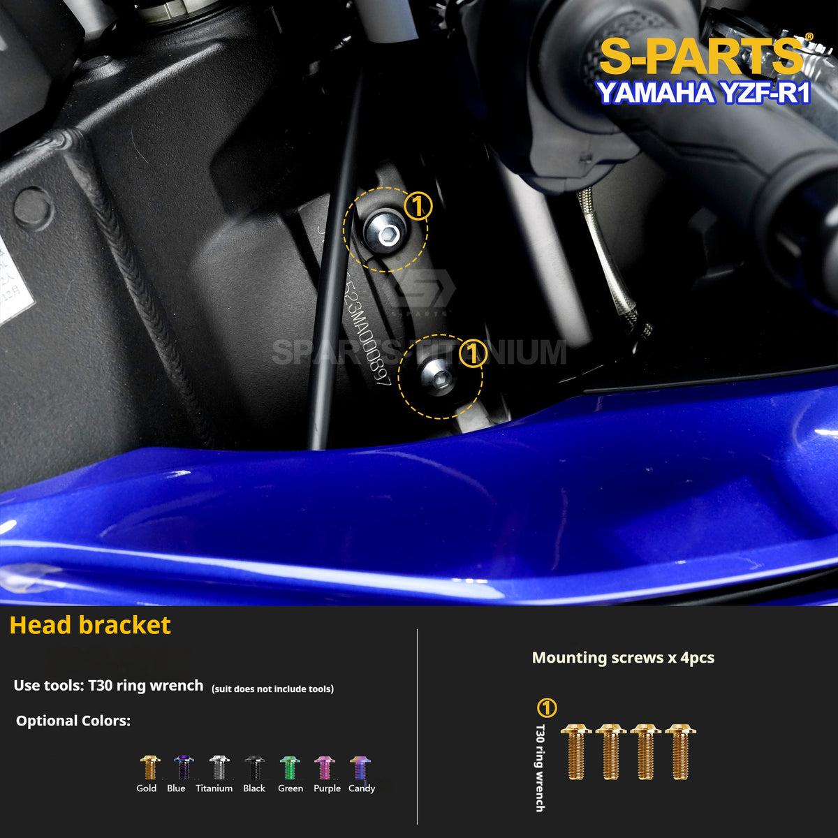 SPARTS TC4 Titanium Bolt Kit for Yamaha YZF-R1 | Motorcycle Titanium Bolt Upgrade