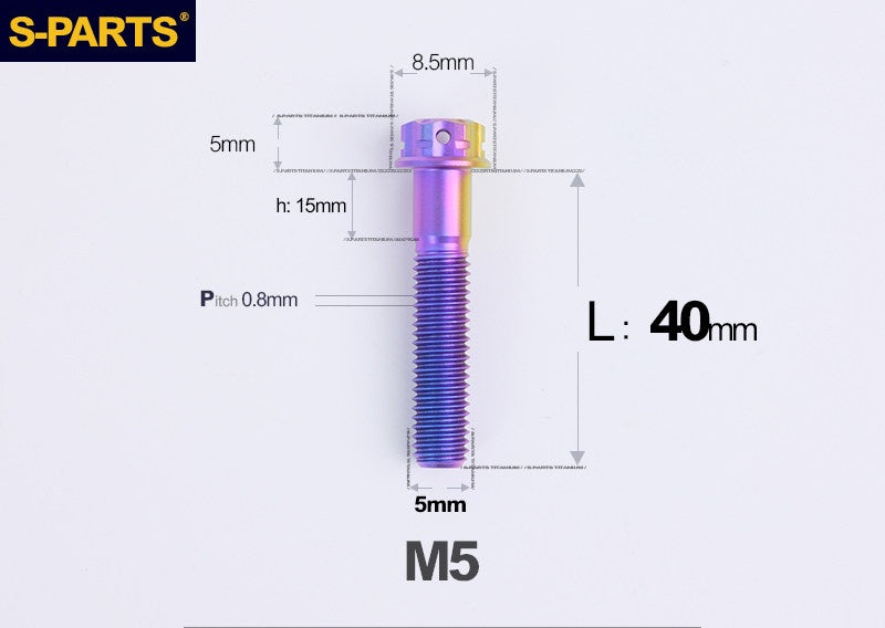 SPARTS M5×6-95mm Standard Head Screw Titanium Bolt for Motorcycle Modification