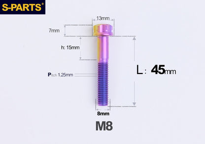 SPARTS M8 A3 Titanium Bolts TC4 Standard Head Fasteners