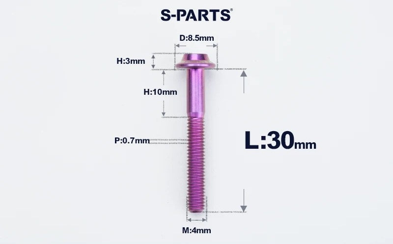 SPARTS M4✖️6–30mm D8.5 Titanium Torx Flanged Button Head Bolts