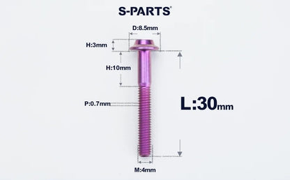 SPARTS M4✖️6–30mm D8.5 Titanium Torx Flanged Button Head Bolts