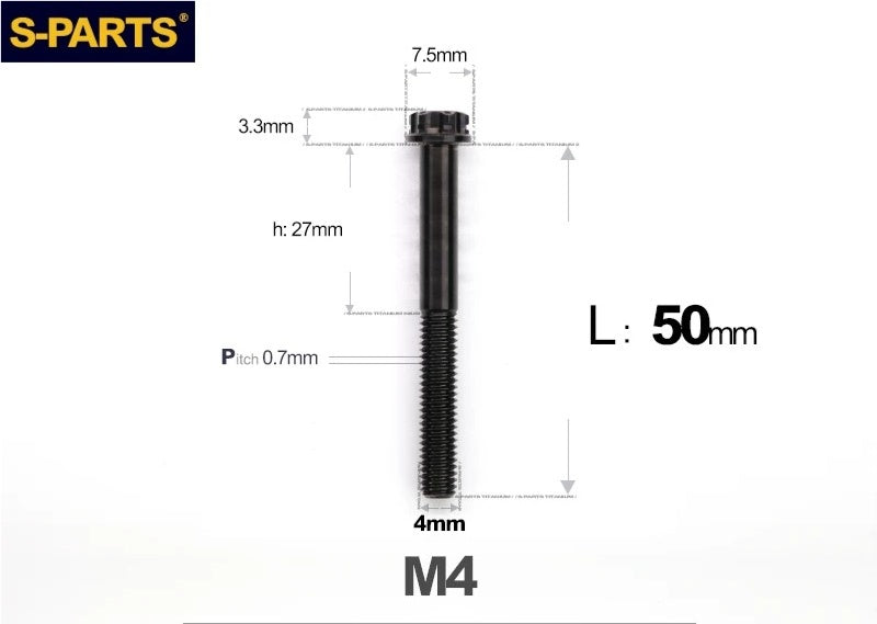 SPARTS M4 ×6 –50mm Titanium Torx Flange Head Bolts