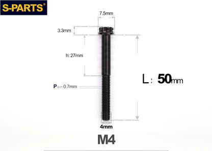 SPARTS M4 ×6 –50mm Titanium Torx Flange Head Bolts
