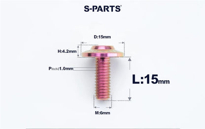 SPARTS M6×8–45mm D15 Titanium Button Head Bolts for Motorcycles
