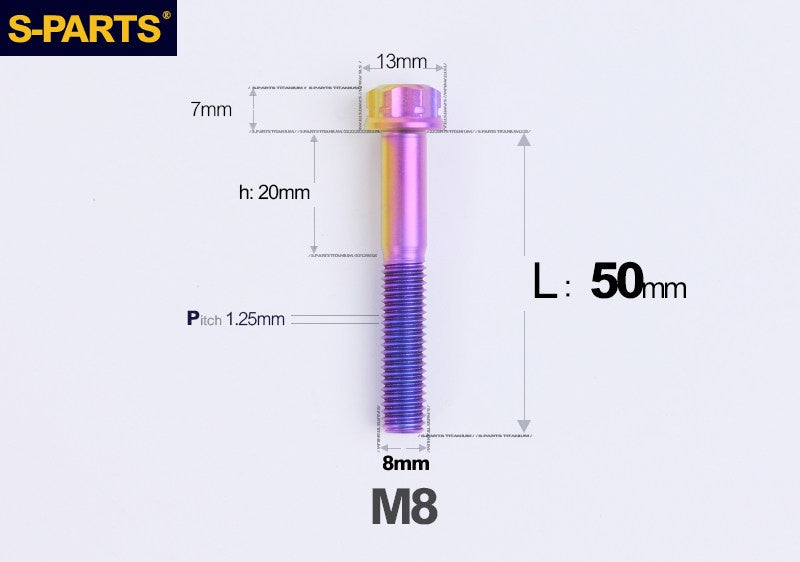SPARTS M8 A3 Titanium Bolts TC4 Standard Head Fasteners