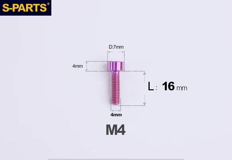 SPARTS Titanium Socket Head Bolts M4x6–25mm for Motorcycles