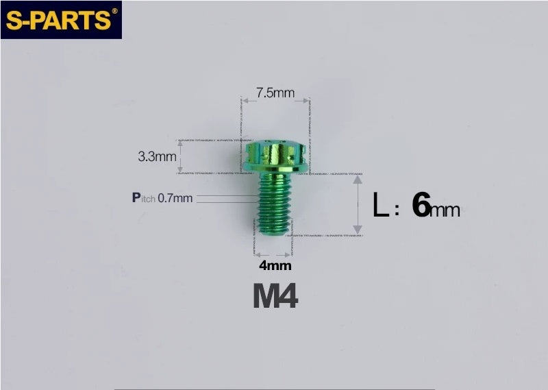 SPARTS M4 ×6 –50mm Titanium Torx Flange Head Bolts