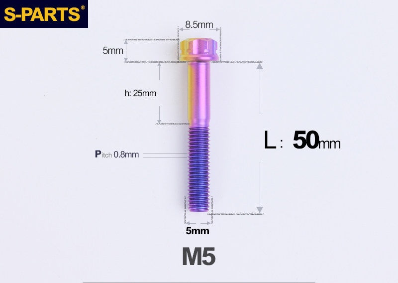 SPARTS M5×6-95mm Standard Head Screw Titanium Bolt for Motorcycle Modification
