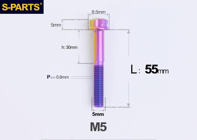 SPARTS M5×6-95mm Standard Head Screw Titanium Bolt for Motorcycle Modification