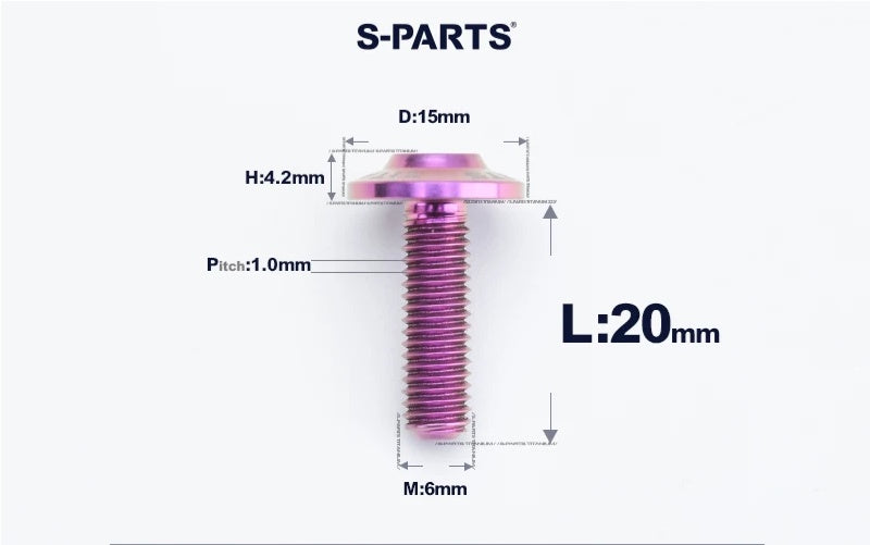 SPARTS M6×8–45mm D15 Titanium Button Head Bolts for Motorcycles
