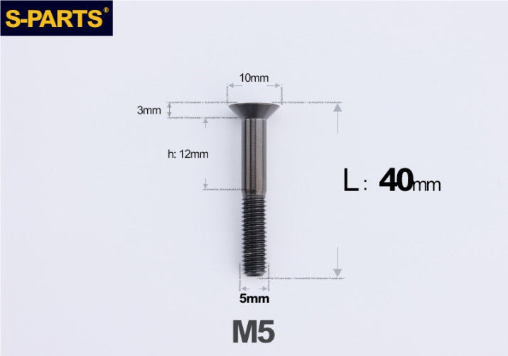 SPARTS M5×8-50mm Countersunk Titanium Alloy Bolt